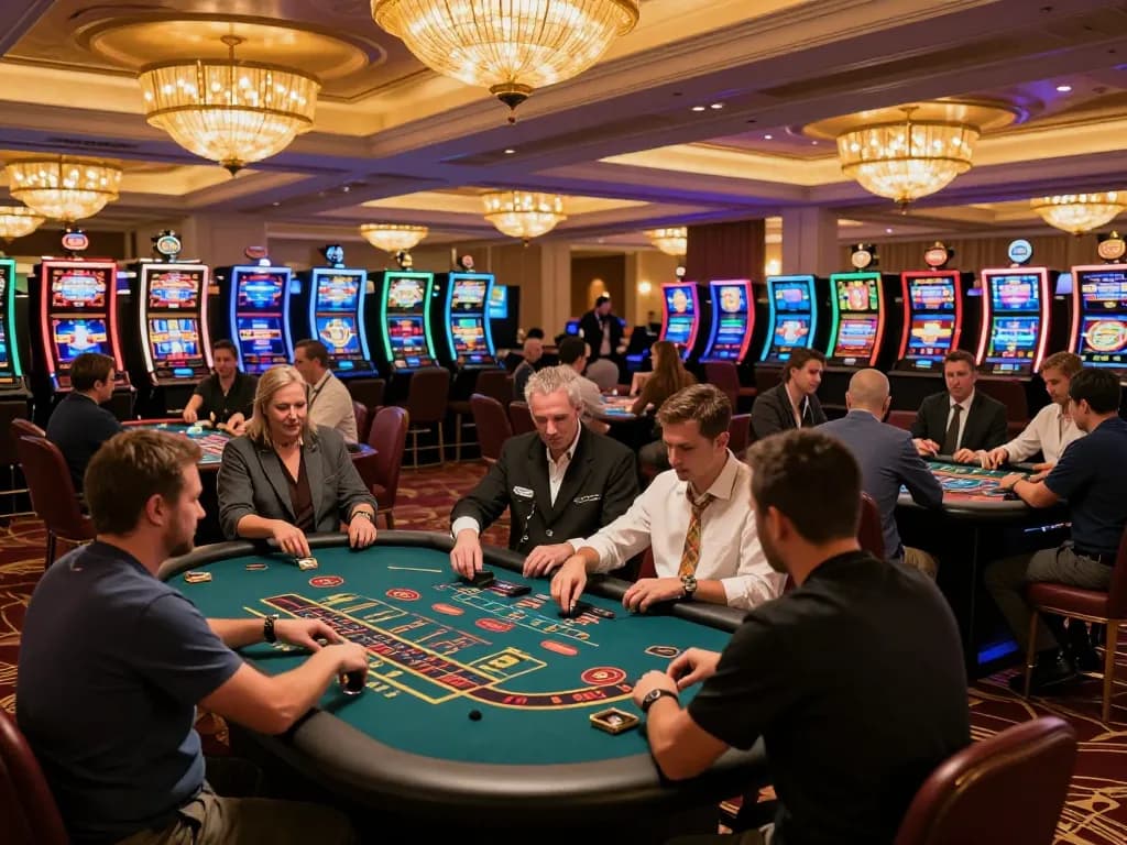 SC88 players engaged in high-stakes blackjack and roulette on a casino floor.