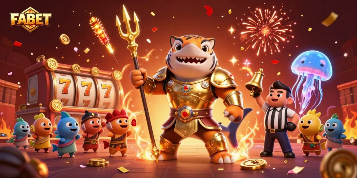 FABET offers exciting slot gaming experiences with dynamic 3D visuals of vibrant characters and festive elements.