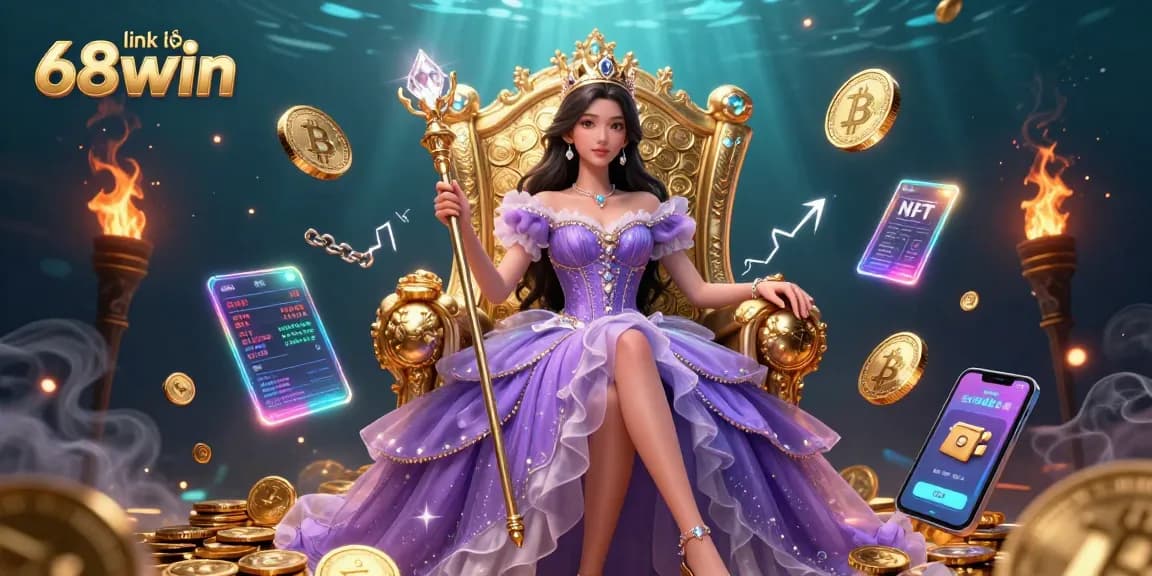 Experience the vibrant world of online gaming with link vào 68win, showcasing a royal gaming theme.
