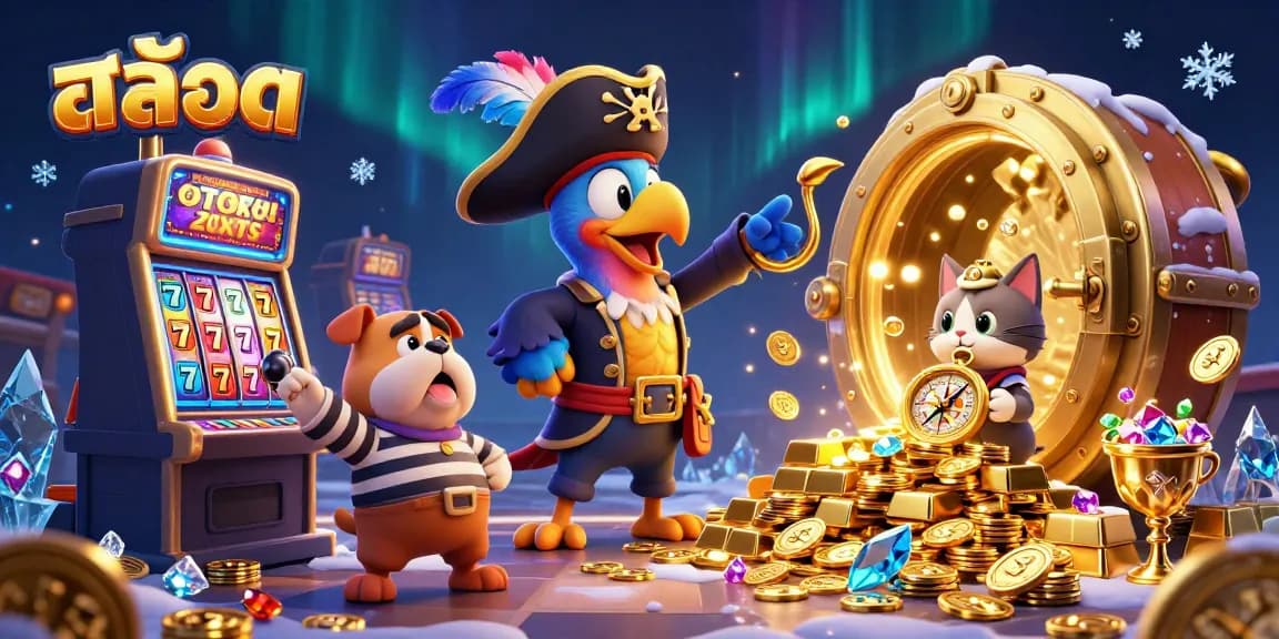 Experience the thrill of สล็อตออนไลน์ with spinning reels, jackpots, and vibrant casino characters.