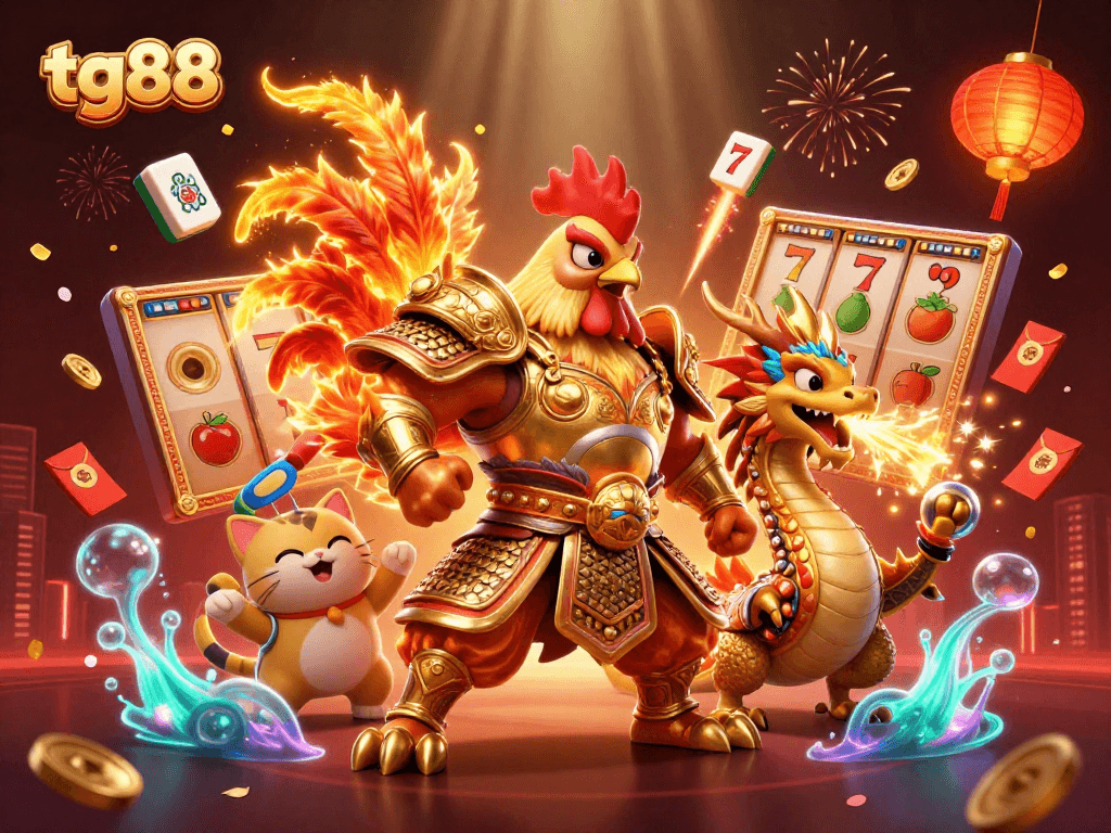 Experience thrilling gameplay at tg88 with vibrant slot reels and dynamic 3D characters in a captivating casino world.