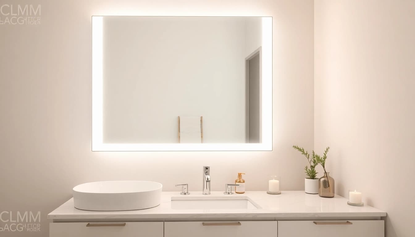 Enhance your led mirror bathroom with a sleek backlit design and elegant fixtures.