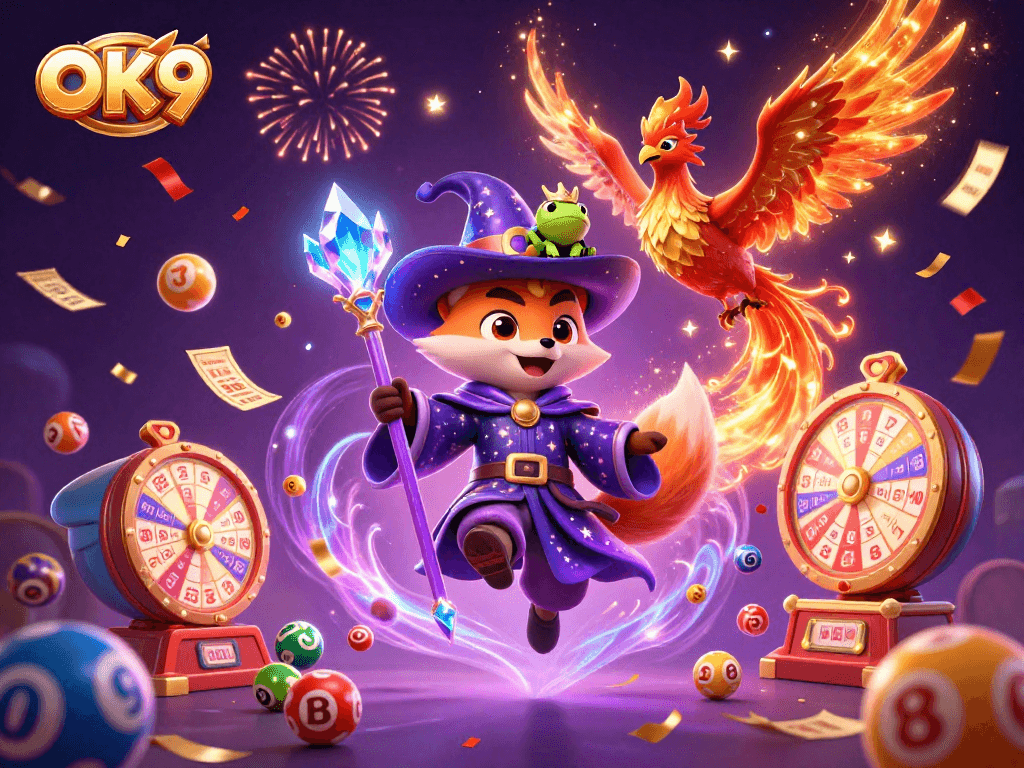 Engage with the magical realm of OK9, where a wizard fox leads a phoenix and inspires exhilarating wins in vibrant gaming.