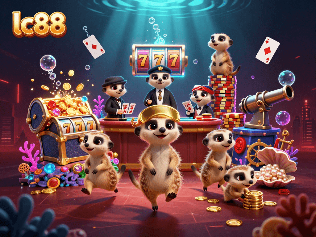 Engage with LC88 as meerkats manage an elaborate casino with vibrant gaming elements and dazzling visuals.