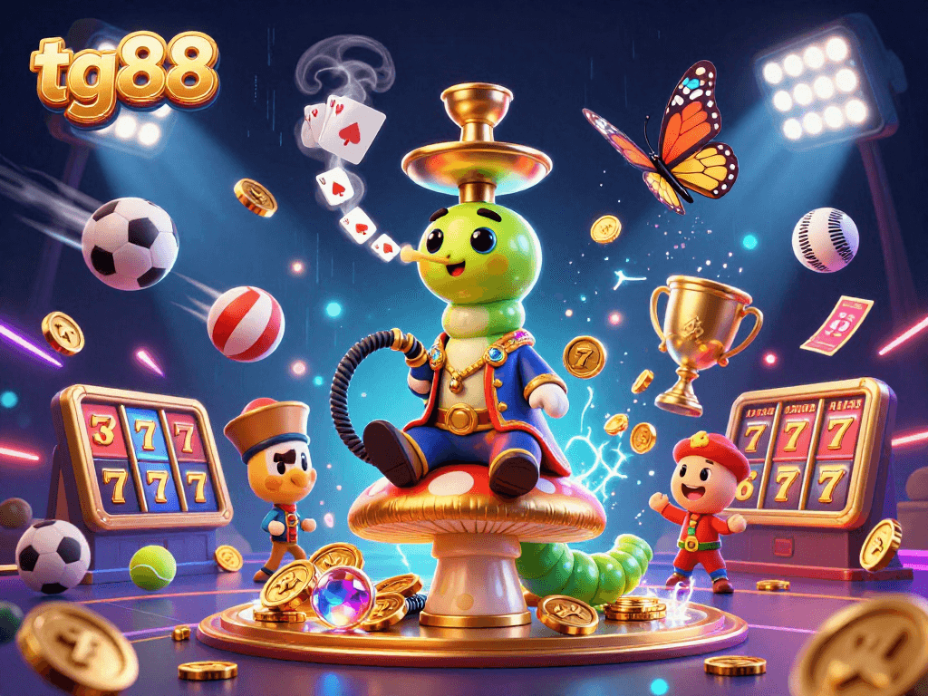 Engage in thrilling games at tg88 with a vibrant dynamic casino atmosphere showcasing unique characters and elements.