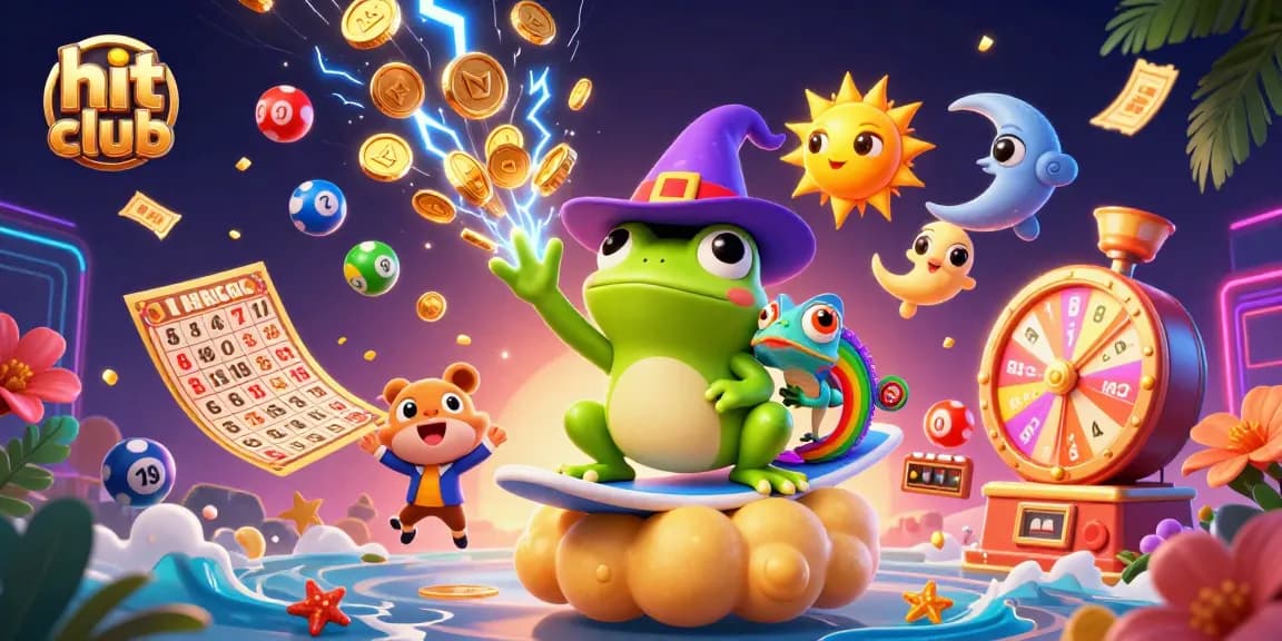 Experience thrilling gaming at hit club with golden coins and vibrant casino elements.