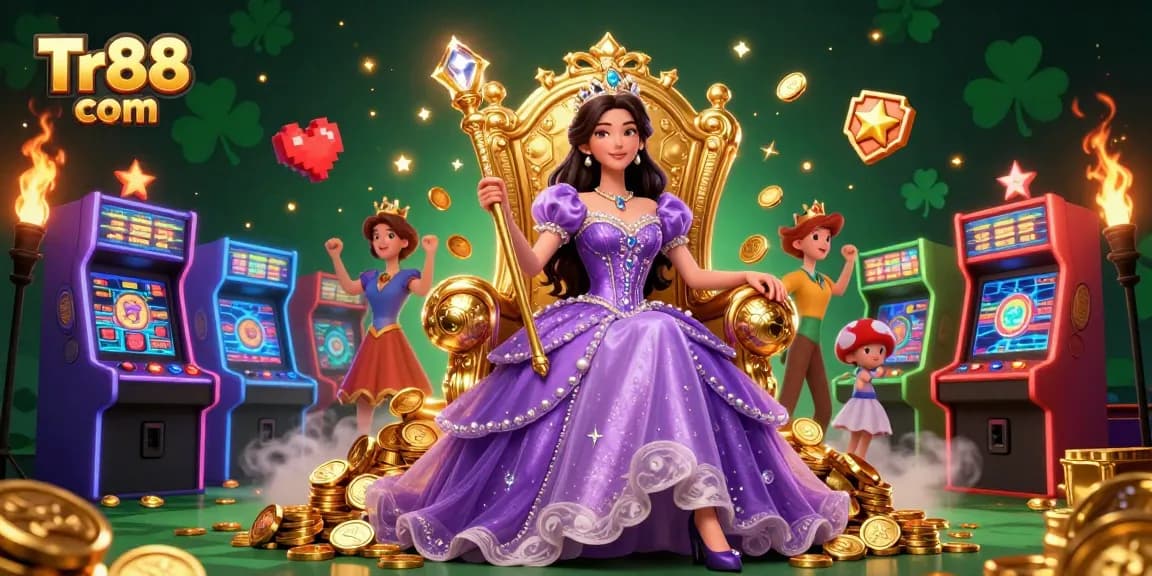 Experience the excitement of Tr88 com with this vibrant casino scene showcasing gaming elements and stunning characters.