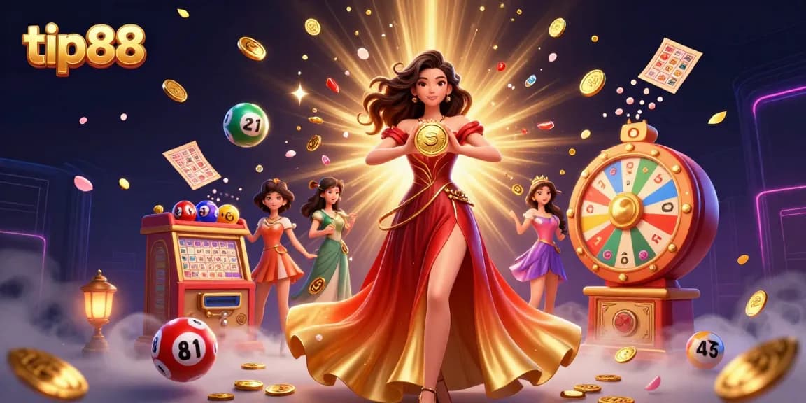 Experience thrilling gameplay at tip88 with vibrant visuals of lottery balls and golden rewards.