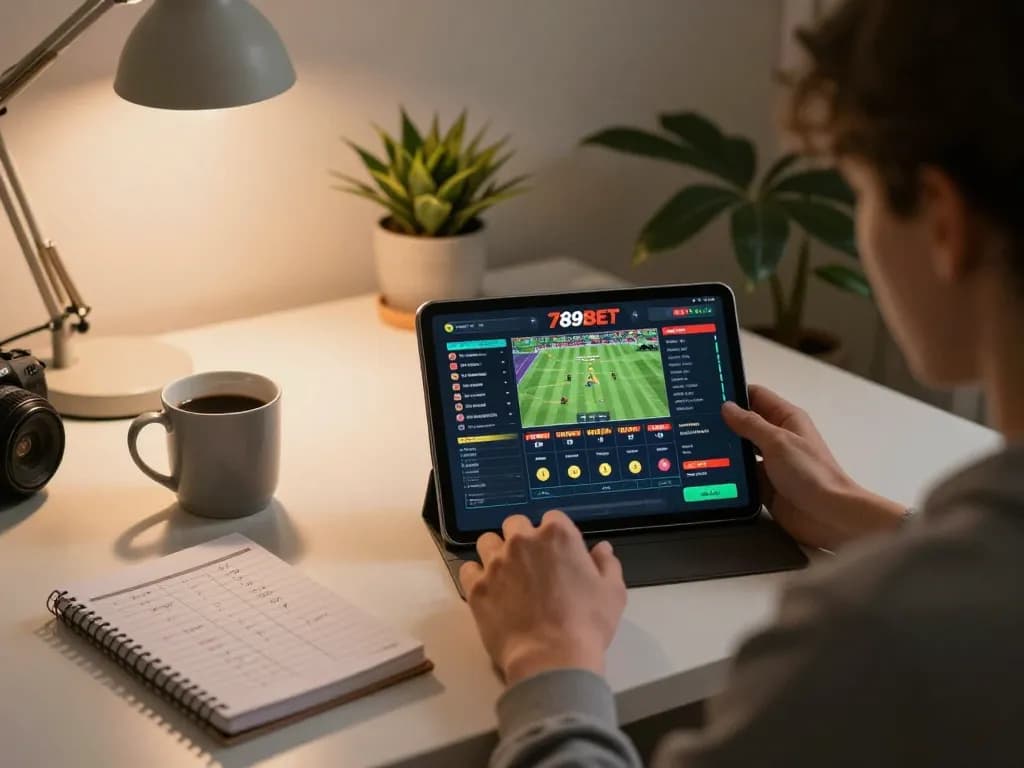 Engaging in online betting on 789BET with a focused strategy and cozy atmosphere.