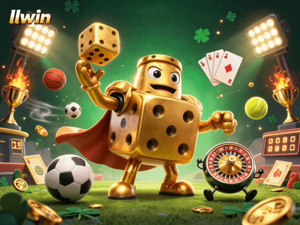 llwin players enjoying a vibrant 3D casino scene filled with golden elements and dynamic game action