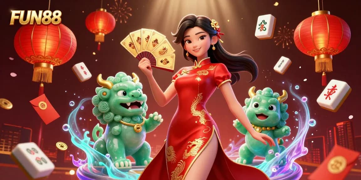 Experience FUN88's excitement with a captivating 3D illustration showcasing vibrant casino elements.