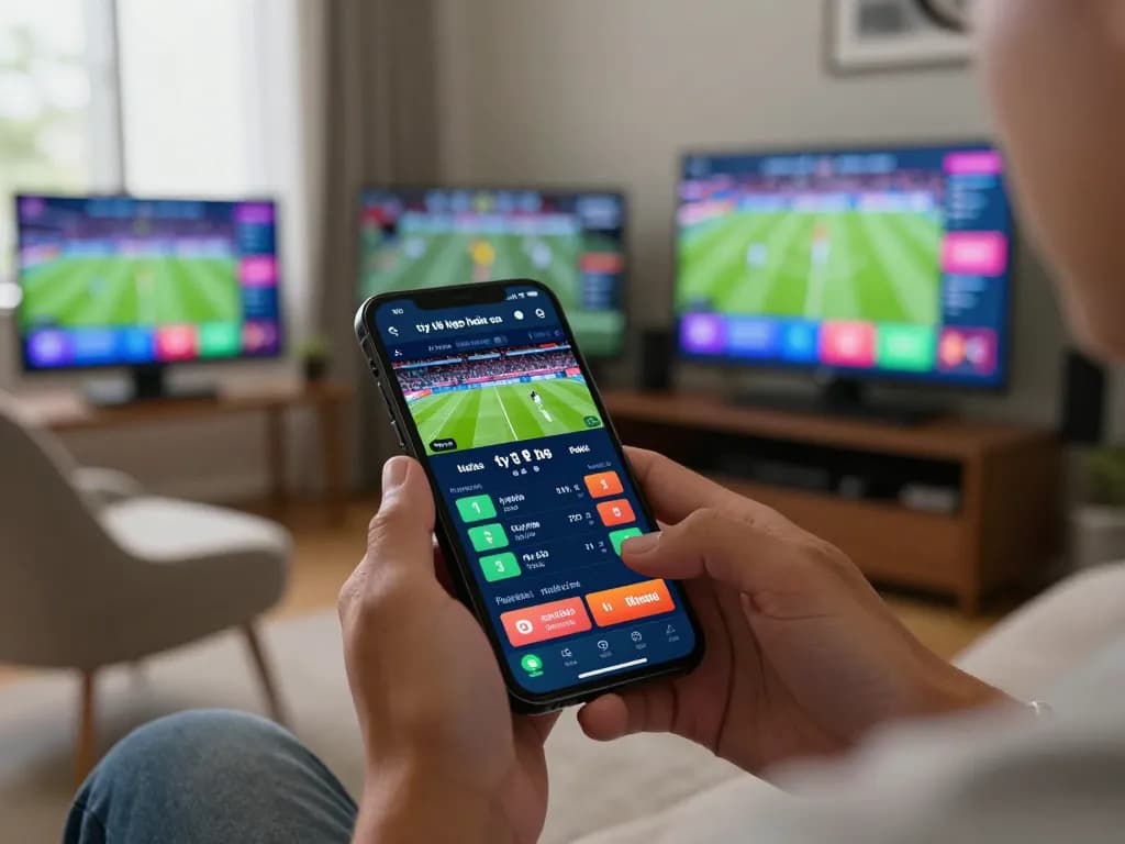 Tỷ lệ kèo nhà cái visible on a smartphone as a user engages in live sports betting.