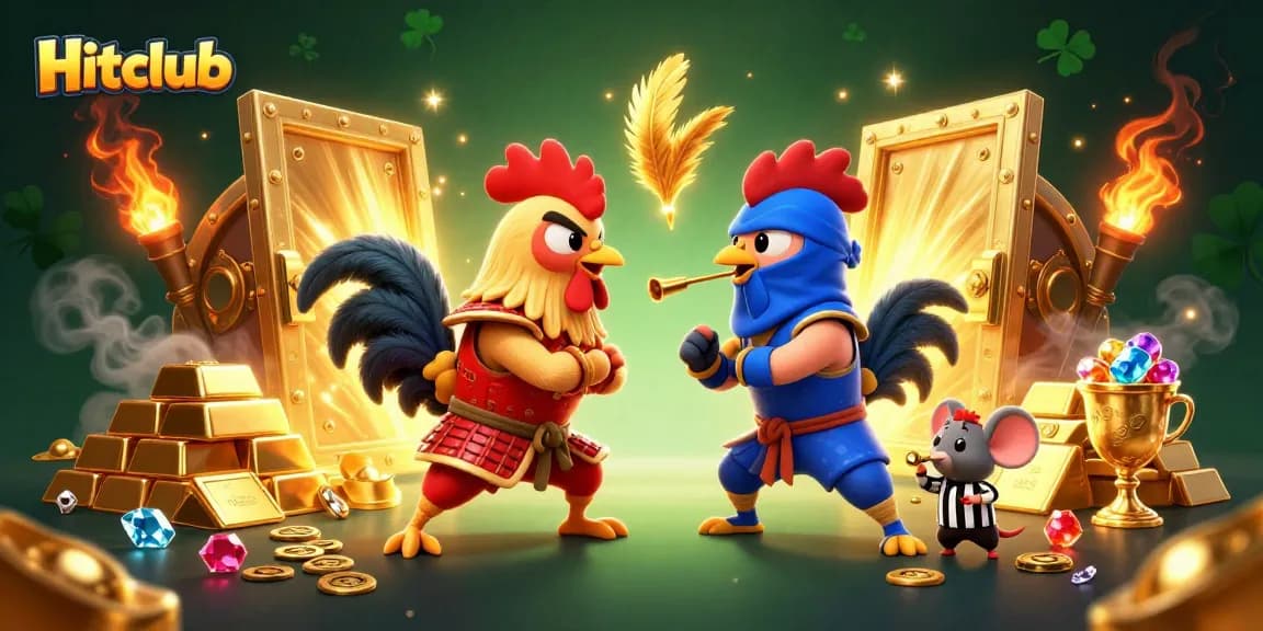 Bet on Hitclub with twin roosters clashing in an exciting casino showdown