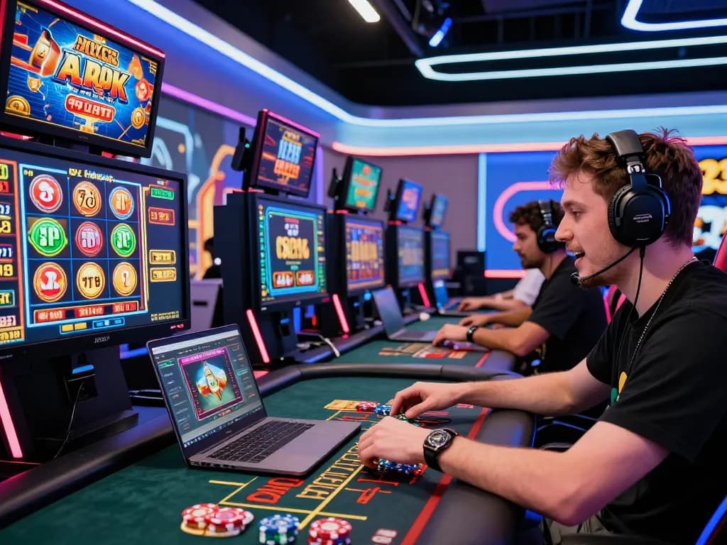 Engaged player at 789club virtual casino with live dealer, vibrant gaming atmosphere, capturing online excitement