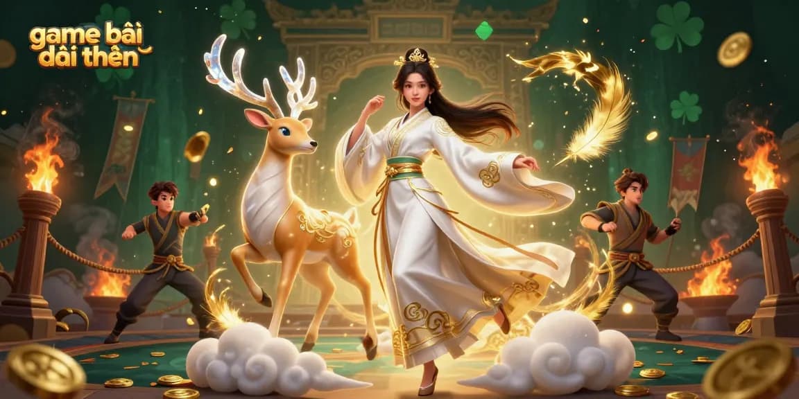 Experience game bài đổi thưởng with dynamic visuals of online gambling elements and engaging characters.