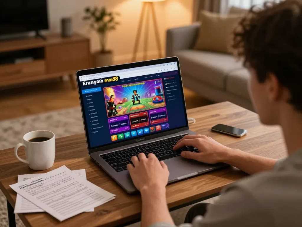 Engaging player experiencing live gaming on trang chủ mm88 within a cozy home environment