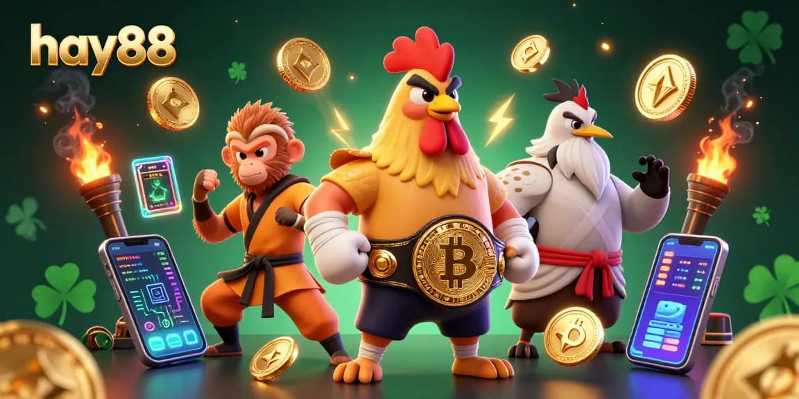 Engage in high-stakes gaming at hay88 with vibrant characters and thrilling crypto elements.