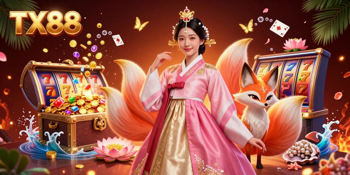 Win big with TX88 at a vibrant online casino featuring classic slot machines and exciting gaming elements.