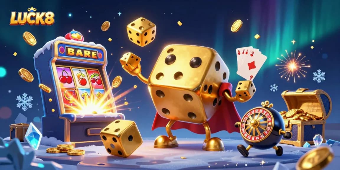 LUCK8 offers thrilling online gambling experiences with vibrant casino games and golden dice action.