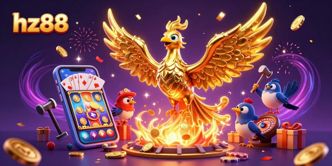 Experience thrilling luck with hz88's exciting golden phoenix casino scene featuring dynamic gaming elements.