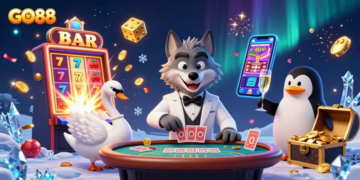 Experience the excitement of GO88 with vibrant characters and dynamic gaming elements capturing casino thrills.