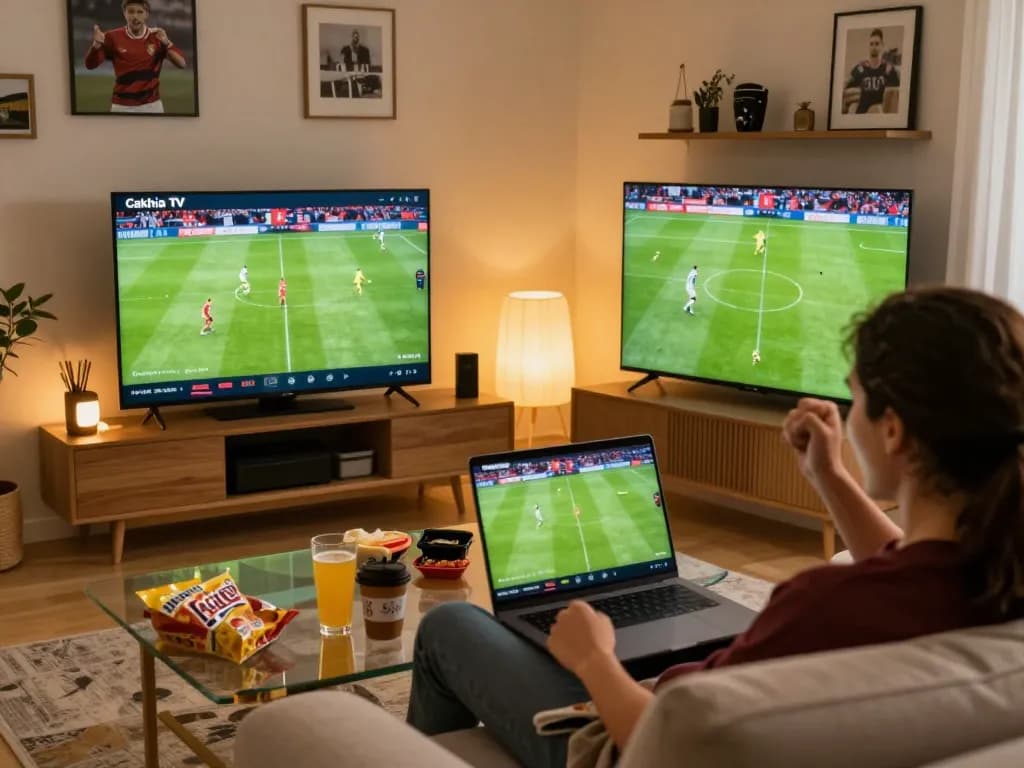 Cakhia TV streams live soccer, showcasing an engaging home viewing experience with high-quality streaming.