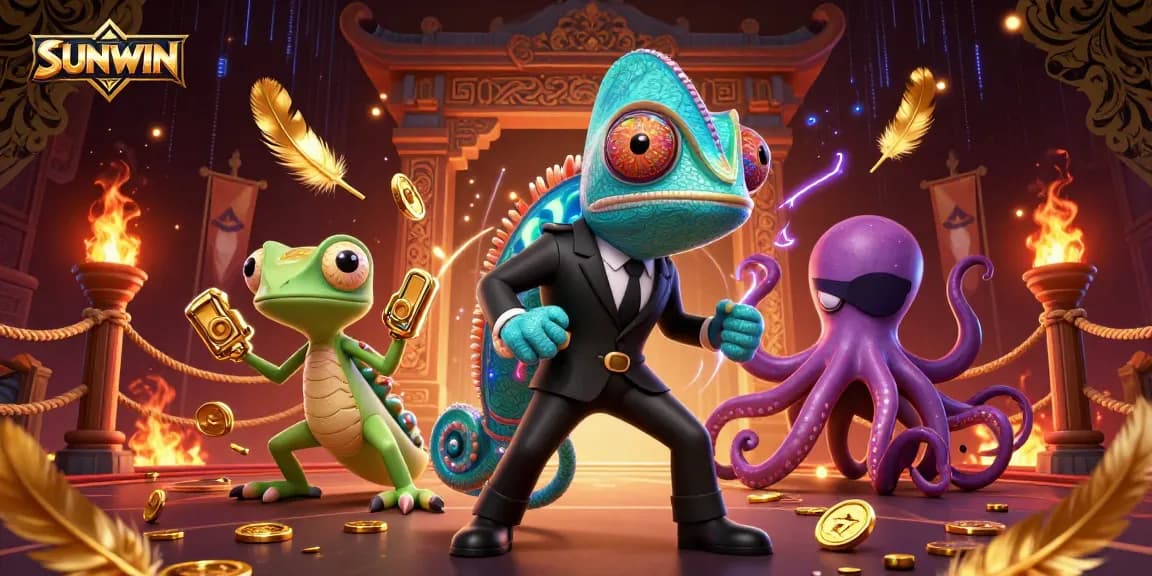 SUNWIN offers an exhilarating gaming experience with vibrant characters in a captivating casino scene.