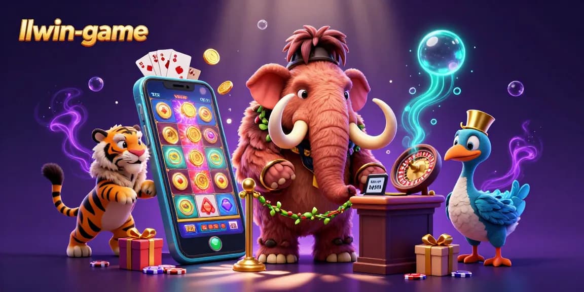 Experience excitement at the llwin-game casino with a vibrant bouncer at the door, inviting guests in.