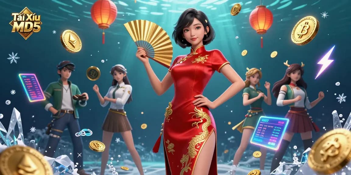 Experience the excitement of Tài Xỉu MD5 with a stunning digital illustration showcasing vibrant gameplay elements and transparency.