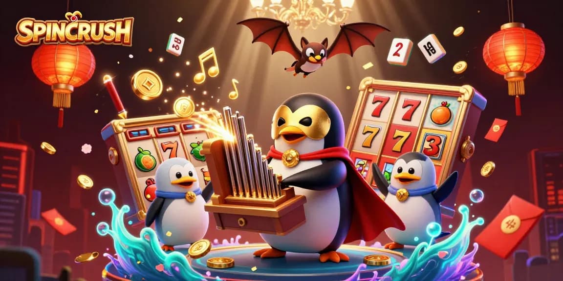 SPINCRUSH invites players to enjoy thrilling slot games in a dynamic casino scene.