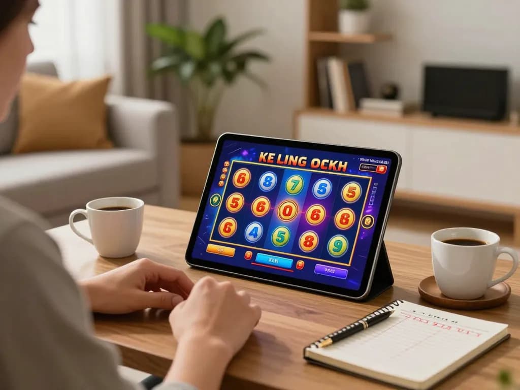 Engaging gameplay on Twin68 tablet reveals exciting slots in a cozy setting.