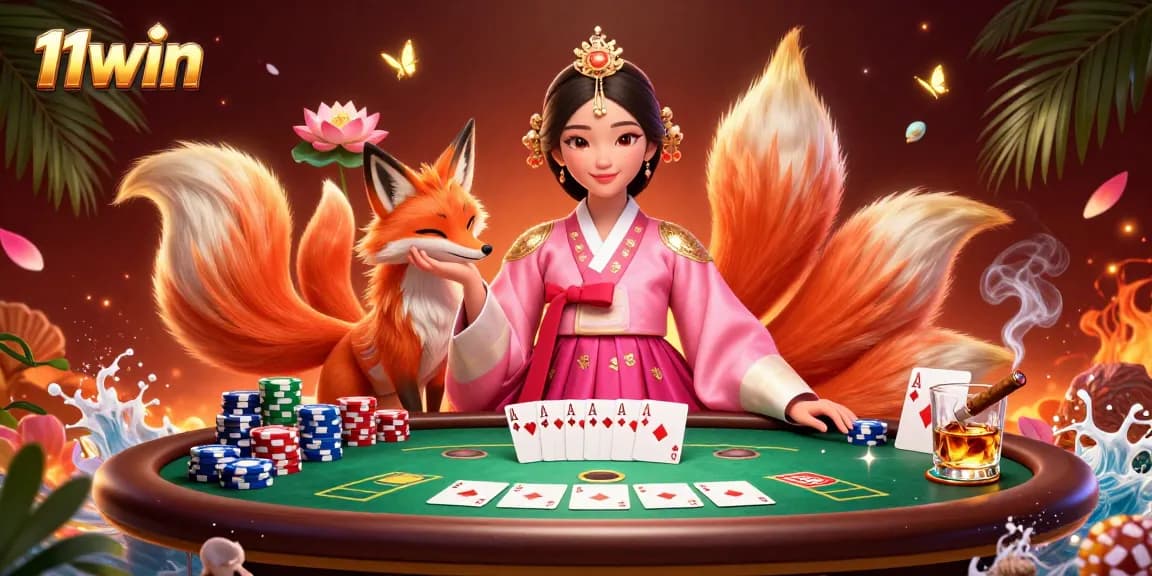 Experience the thrill of winning at 11WIN with vibrant poker action and enchanting characters.
