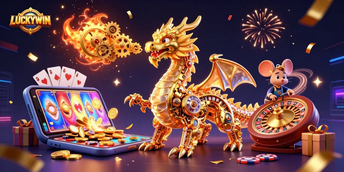 Experience thrilling gameplay at LUCKYWIN with a vibrant 3D casino scene showcasing dynamic elements.