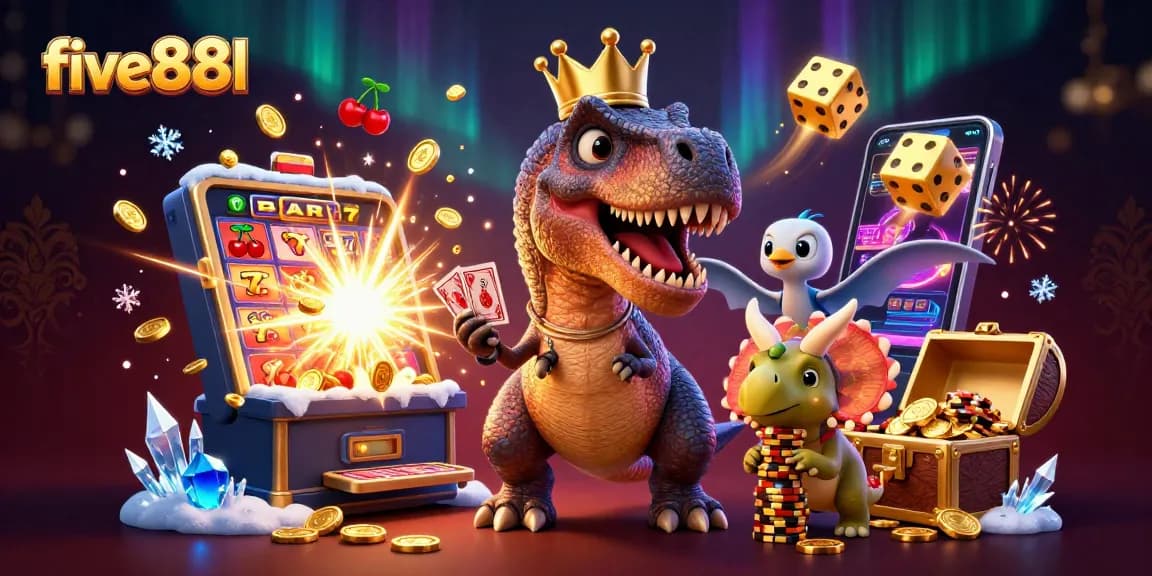 Experience the excitement of five88l with vibrant characters in a dynamic casino scene.