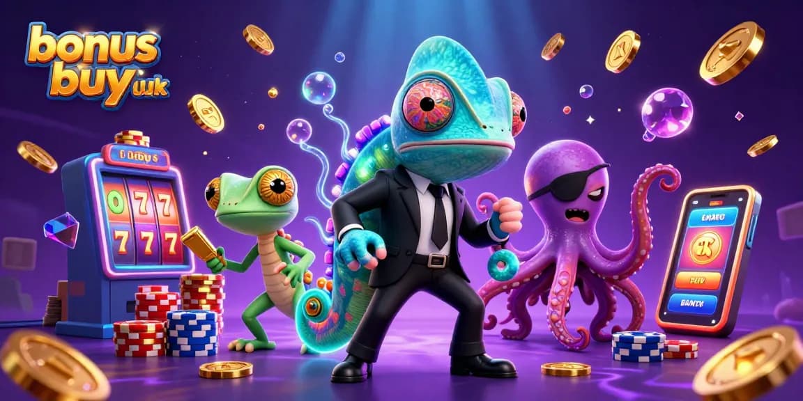 Experience the thrill of bonus buy slots uk with a vibrant 3D illustration showcasing exciting slot elements.