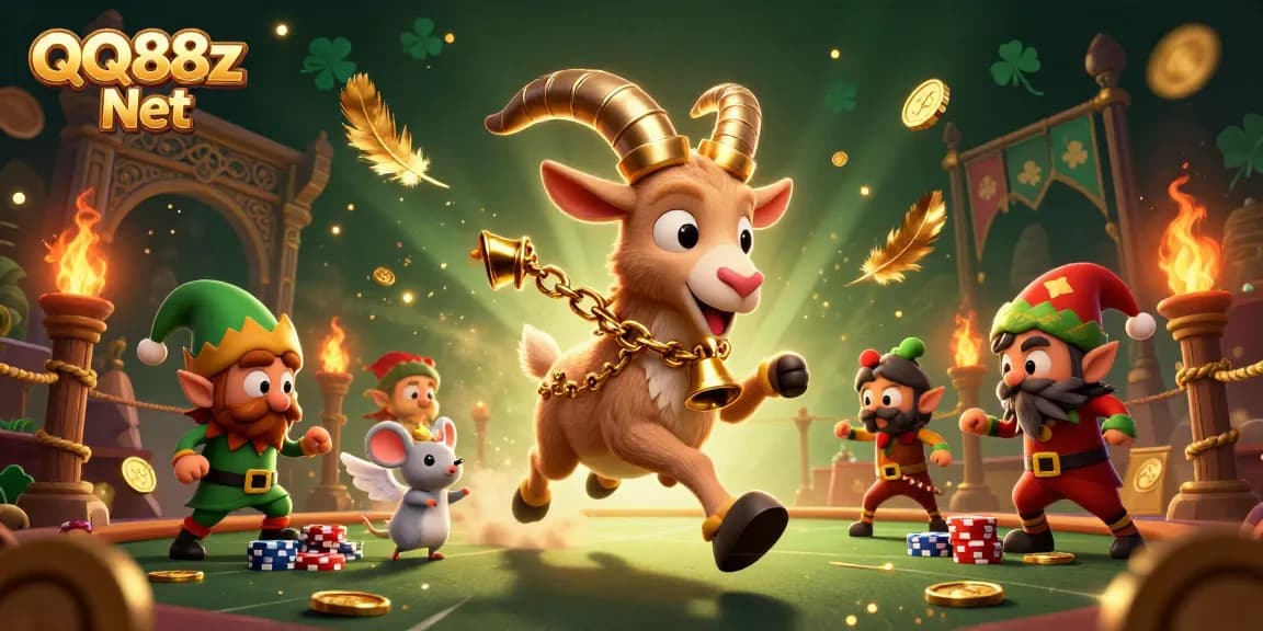 Engage with QQ88z Net at a vibrant and festive holiday-horror casino scene filled with unique characters.