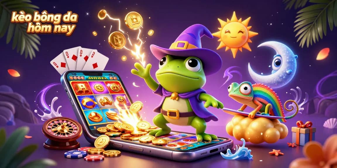 Bet on kèo bóng đá hôm nay with vibrant golden coins and exciting sports betting elements.