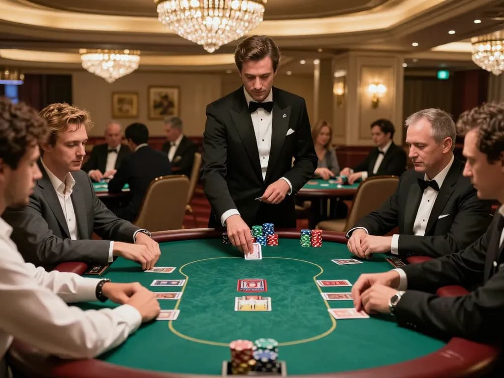 Players strategizing at the TR88 poker table with vibrant chips and cards in view