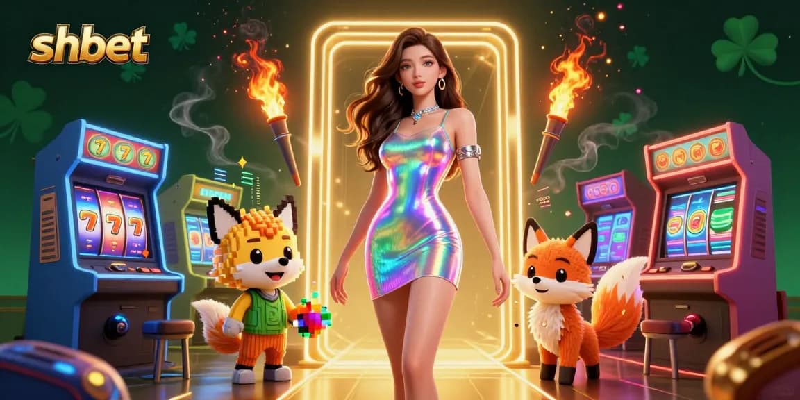Experience winning with shbet in this dynamic casino-themed illustration featuring vibrant game elements.