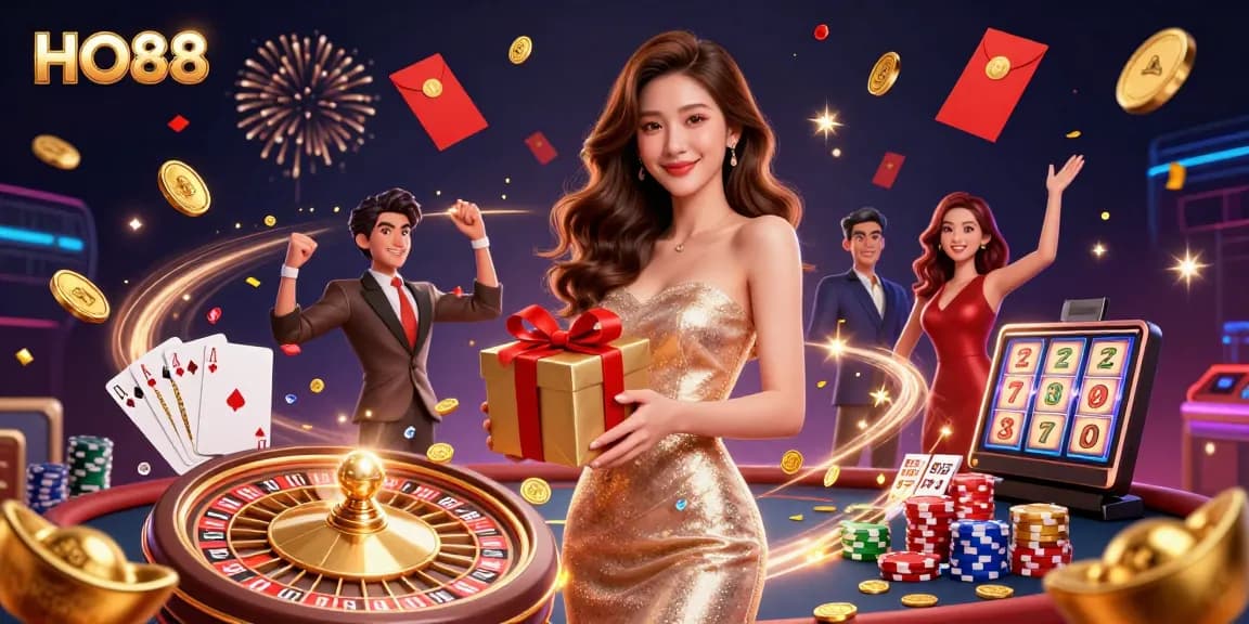 Experience the thrilling excitement of HO88 casino with festive gaming elements and stunning visuals.