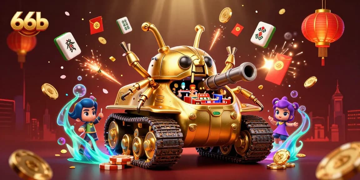 Experience thrill with 66b's unique casino tank visuals bursting with fun gambling elements.