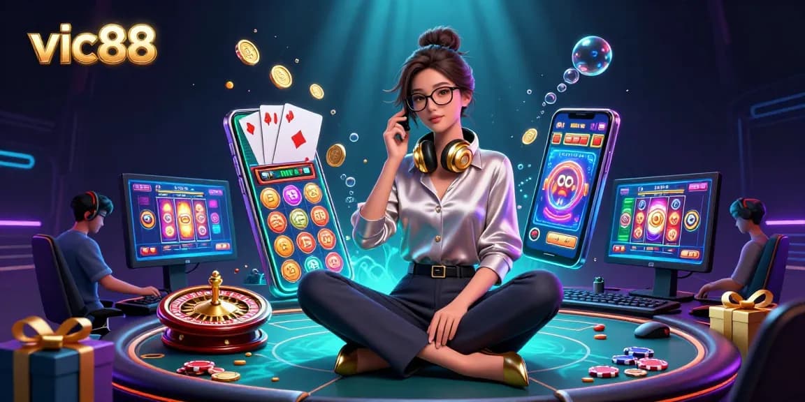 Experience vic88 with dynamic casino games, showcasing vibrant slot visuals and action-packed elements.