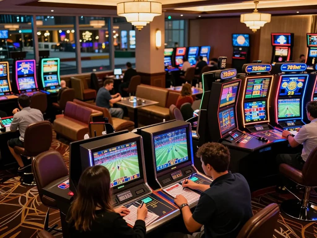 Engaged bettors placing wagers while enjoying live sports at 789bet's vibrant betting area