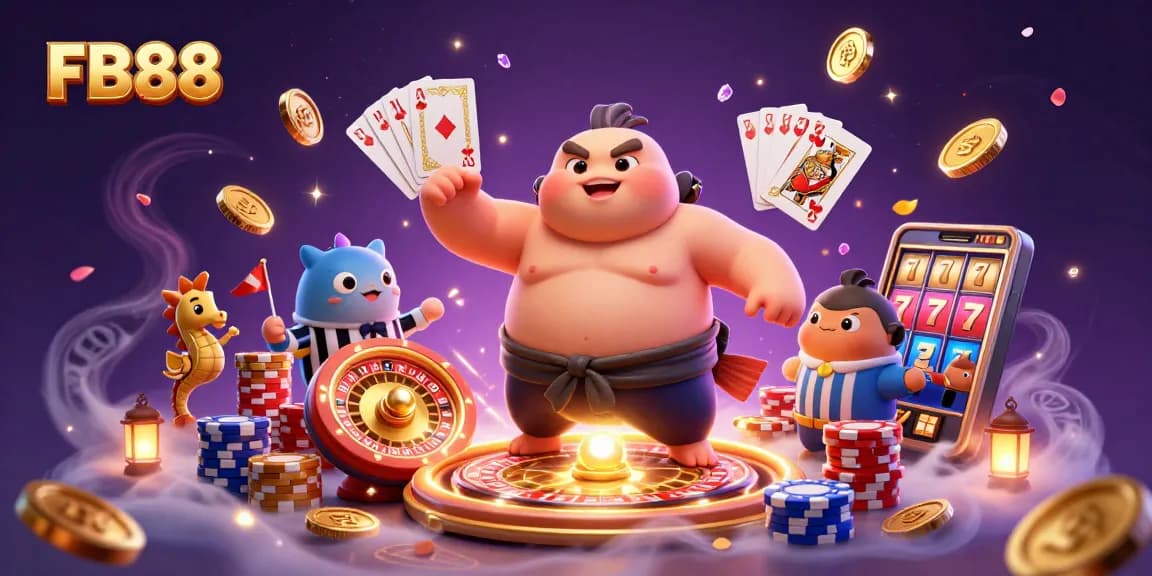 Experience thrilling gameplay at FB88 with vibrant casino characters and dynamic gaming elements.