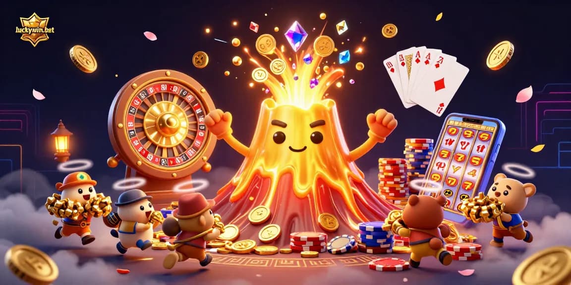 Experience thrilling wins at luckywin-bet with a vibrant 3D casino scene filled with treasure and excitement.