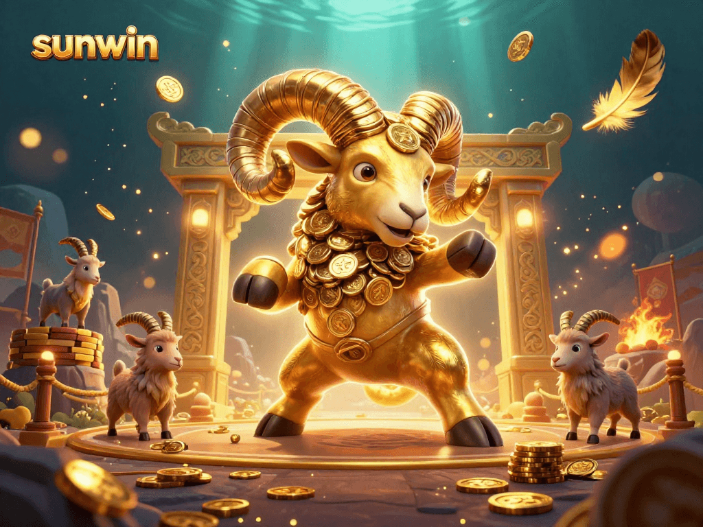 Engage with thrilling slots adventures at sunwin, featuring a dynamic 3D ram in action.