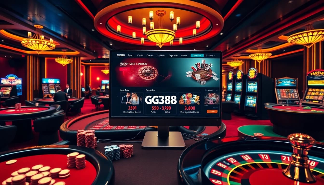Players enjoying an exciting GG88 online casino experience with vibrant tables and games.