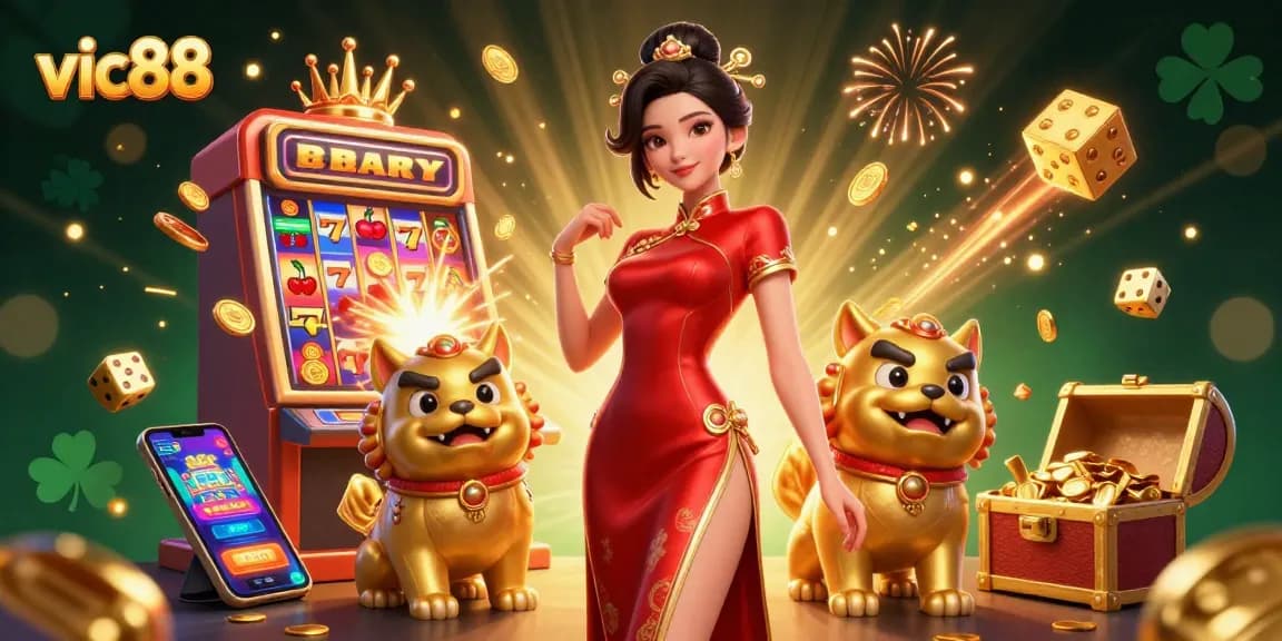 Experience the excitement of vic88 with an immersive casino celebration featuring vibrant visuals and dynamic game elements.