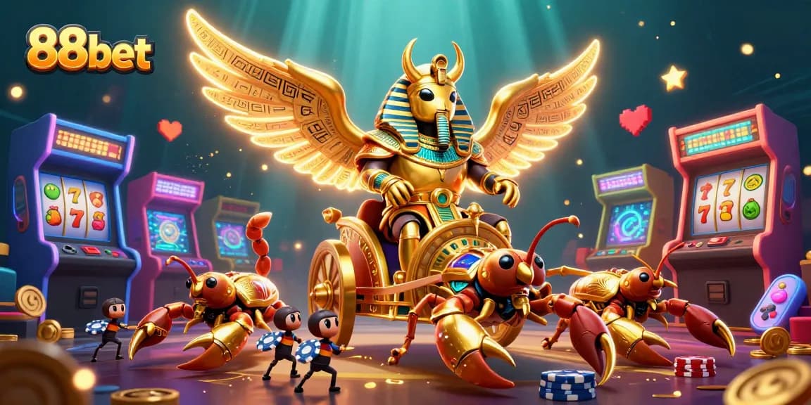 Join the gaming adventure at 88bet with vivid 3D casino characters and vibrant slot game elements