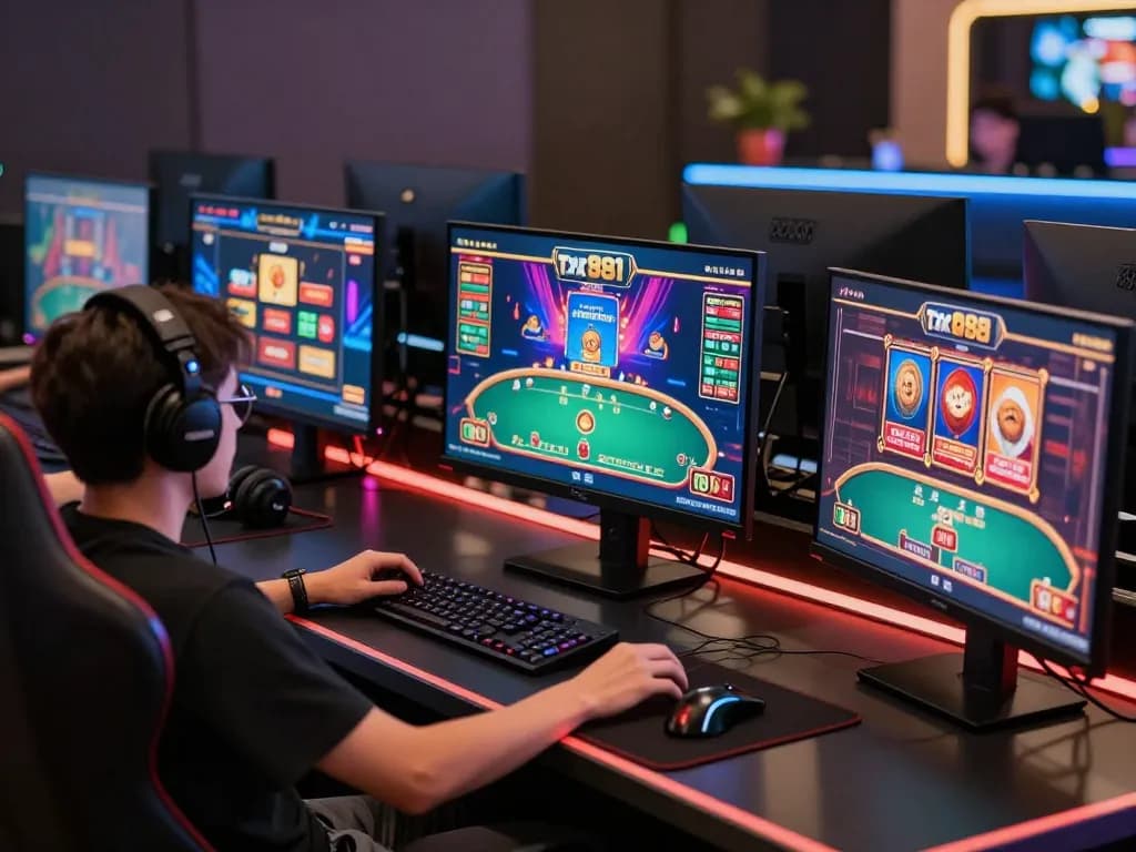 Engaging online gaming setup showcasing tx88 casino games and an immersive gambling experience